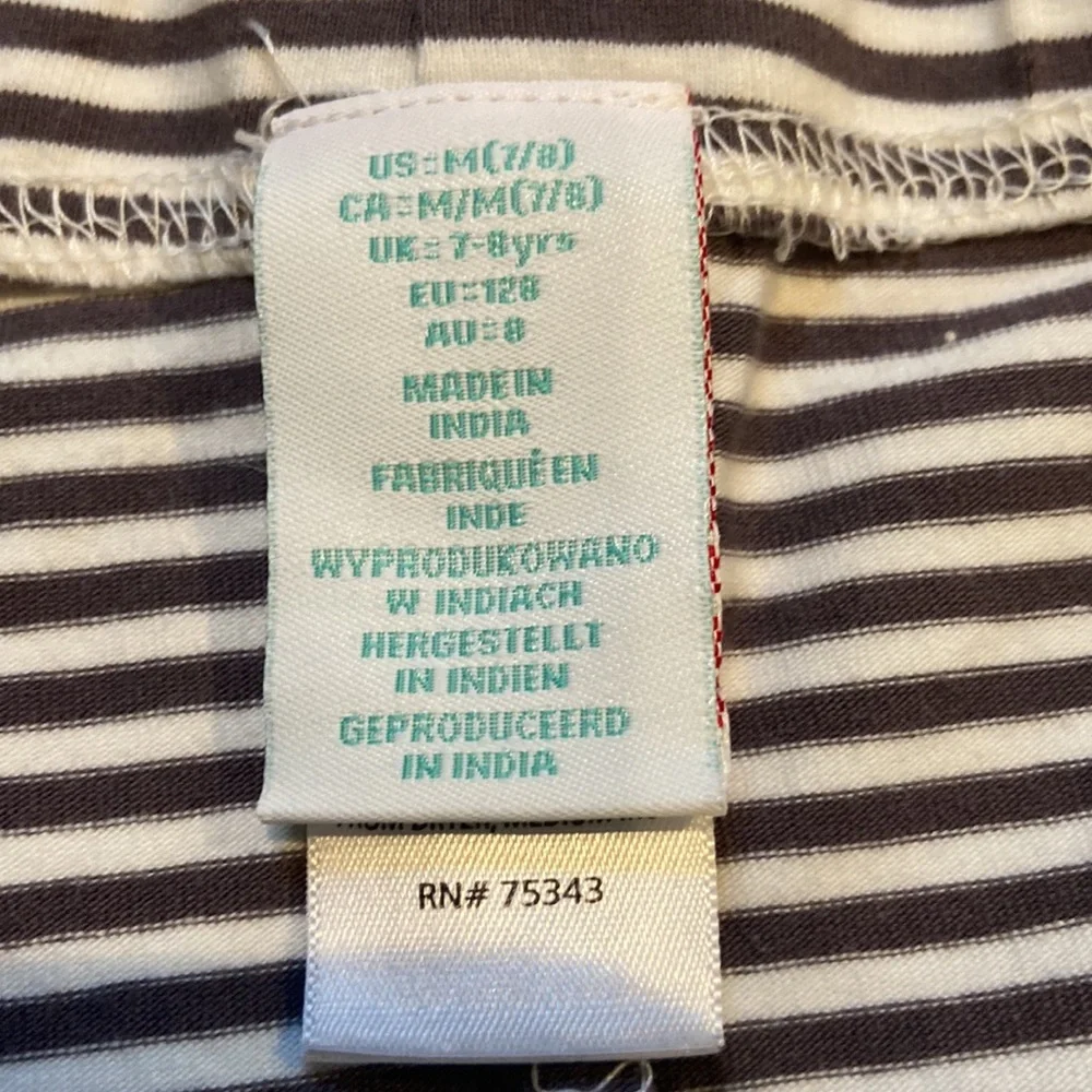 Girl’s Leggings Size 7/8 Medium Gray Striped Yoga Pants Long Soft Cotton Stretch